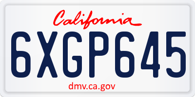 CA license plate 6XGP645