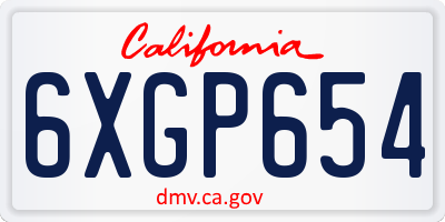 CA license plate 6XGP654