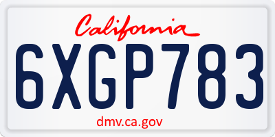 CA license plate 6XGP783