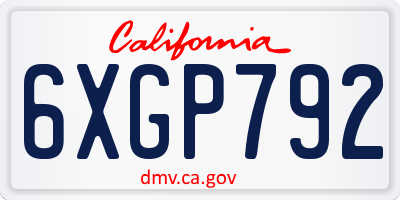 CA license plate 6XGP792