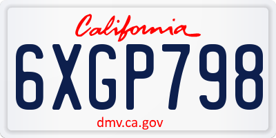 CA license plate 6XGP798