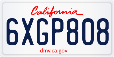 CA license plate 6XGP808