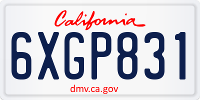 CA license plate 6XGP831