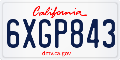 CA license plate 6XGP843