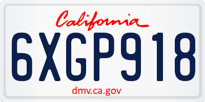 CA license plate 6XGP918