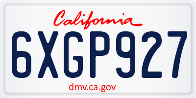 CA license plate 6XGP927