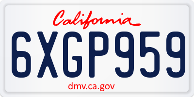 CA license plate 6XGP959