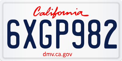 CA license plate 6XGP982