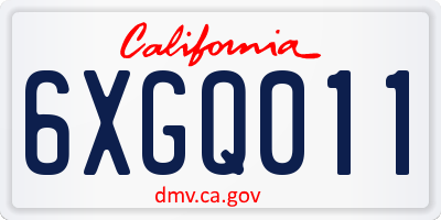 CA license plate 6XGQ011