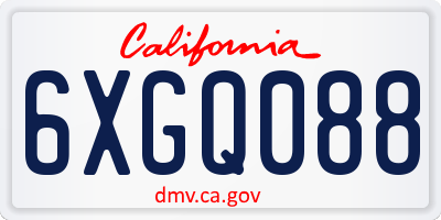 CA license plate 6XGQ088
