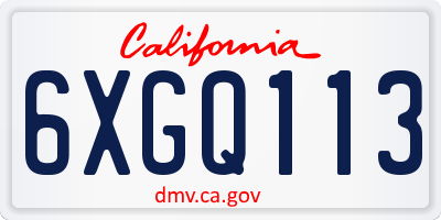 CA license plate 6XGQ113