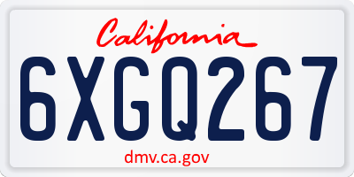 CA license plate 6XGQ267