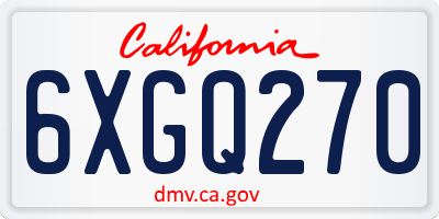 CA license plate 6XGQ270