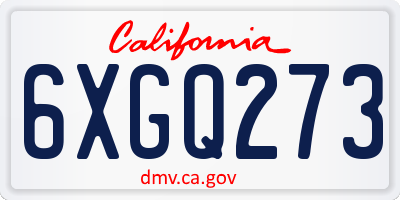 CA license plate 6XGQ273
