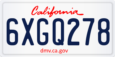 CA license plate 6XGQ278