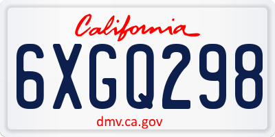 CA license plate 6XGQ298