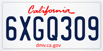 CA license plate 6XGQ309
