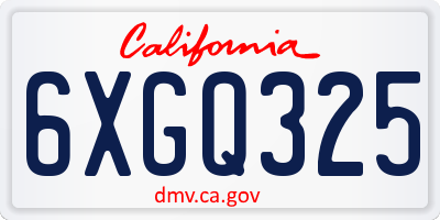 CA license plate 6XGQ325
