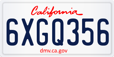 CA license plate 6XGQ356