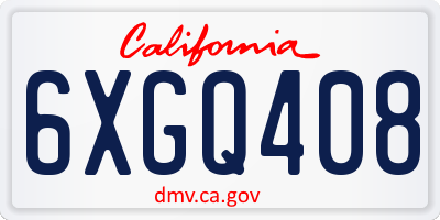 CA license plate 6XGQ408