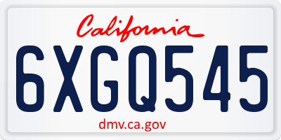 CA license plate 6XGQ545