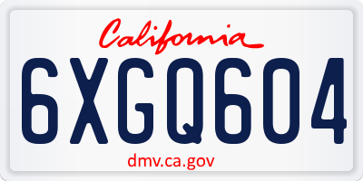 CA license plate 6XGQ604