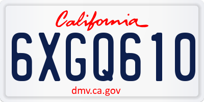 CA license plate 6XGQ610