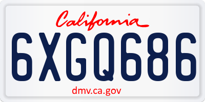 CA license plate 6XGQ686