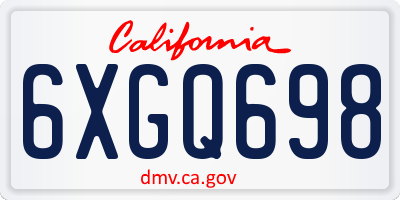 CA license plate 6XGQ698