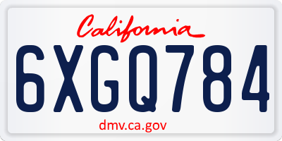CA license plate 6XGQ784
