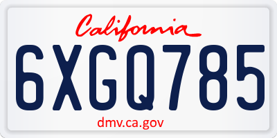 CA license plate 6XGQ785