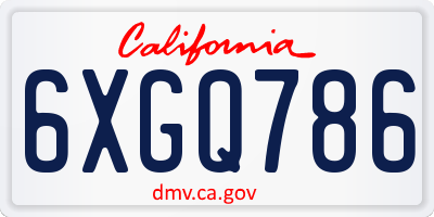 CA license plate 6XGQ786