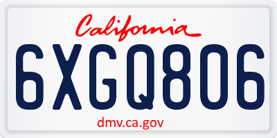 CA license plate 6XGQ806