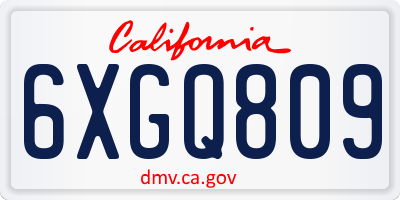 CA license plate 6XGQ809