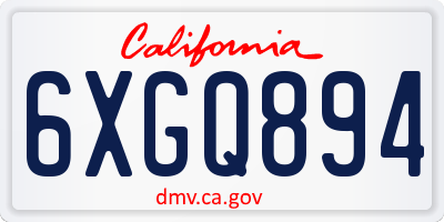 CA license plate 6XGQ894