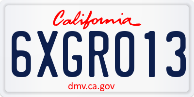 CA license plate 6XGR013