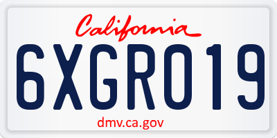 CA license plate 6XGR019