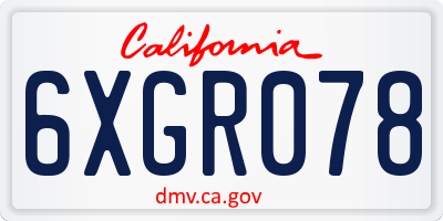 CA license plate 6XGR078
