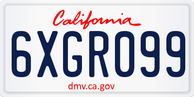 CA license plate 6XGR099