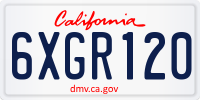 CA license plate 6XGR120