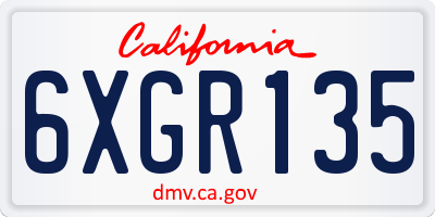CA license plate 6XGR135