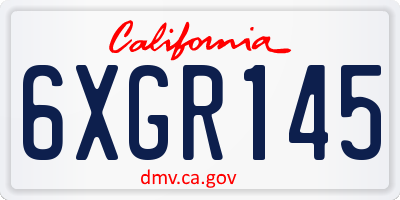 CA license plate 6XGR145