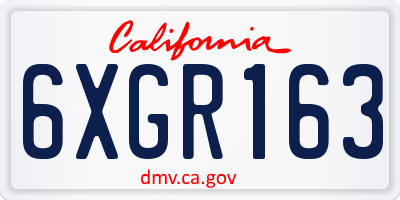 CA license plate 6XGR163