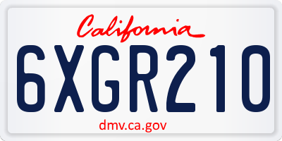 CA license plate 6XGR210