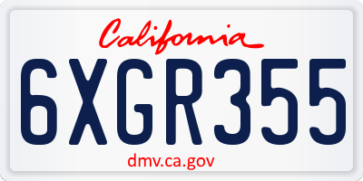 CA license plate 6XGR355