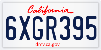 CA license plate 6XGR395