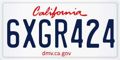 CA license plate 6XGR424