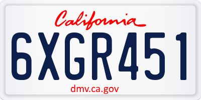CA license plate 6XGR451