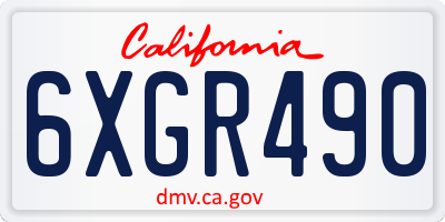 CA license plate 6XGR490