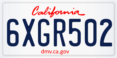 CA license plate 6XGR502